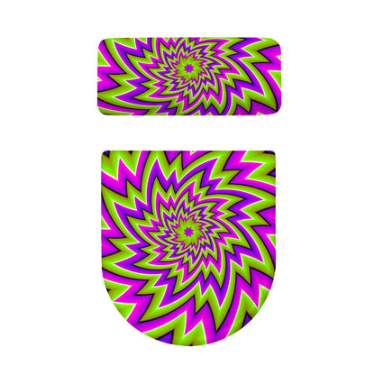Green Big Bang Moving Optical Illusion Toilet Lid And Tank Cover Set