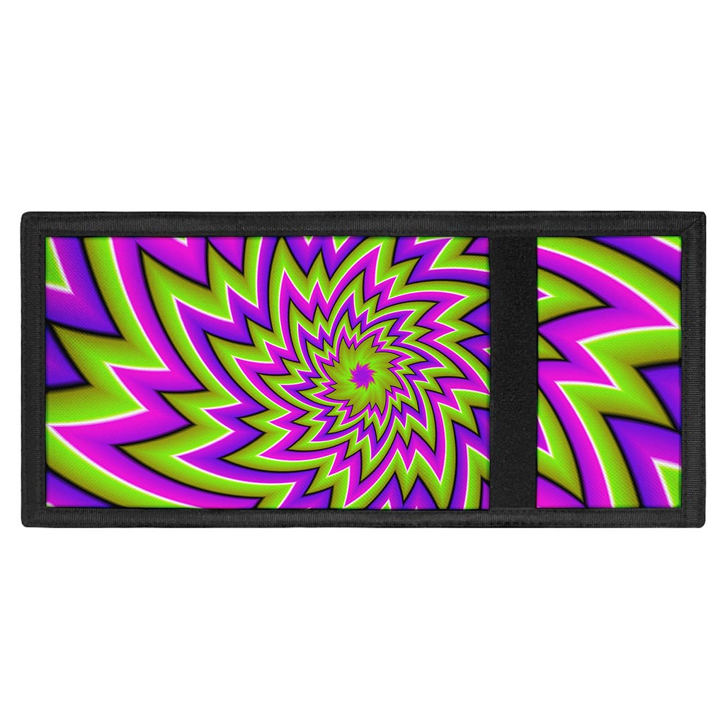 Green Big Bang Moving Optical Illusion Trifold Wallet