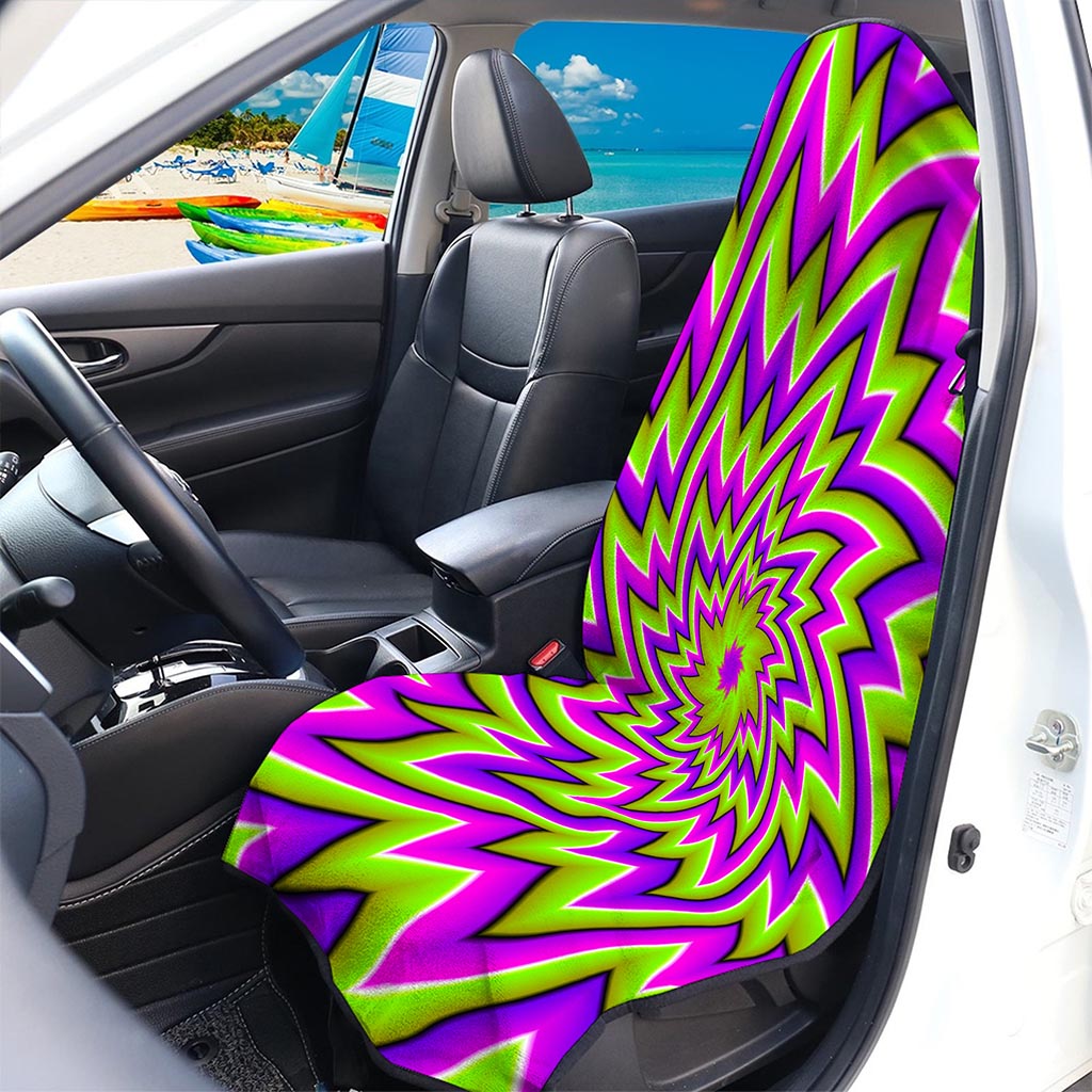 Green Big Bang Moving Optical Illusion Waterproof Car Seat Cover