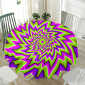Green Big Bang Moving Optical Illusion Waterproof Round Tablecloth