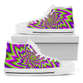 Green Big Bang Moving Optical Illusion White High Top Sneakers