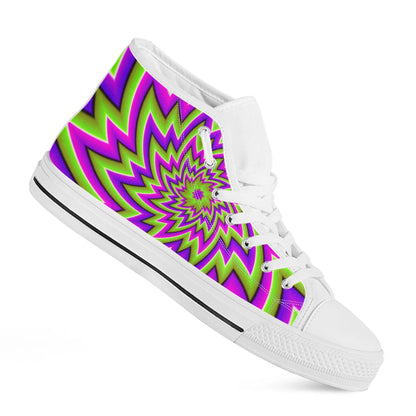 Green Big Bang Moving Optical Illusion White High Top Sneakers