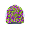 Green Big Bang Moving Optical Illusion White Mesh Trucker Hat