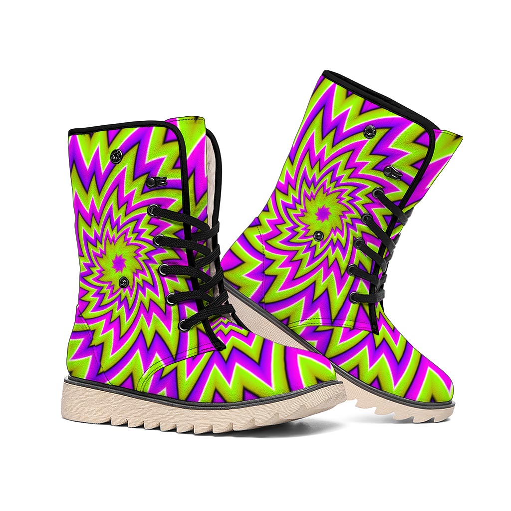 Green Big Bang Moving Optical Illusion Winter Boots