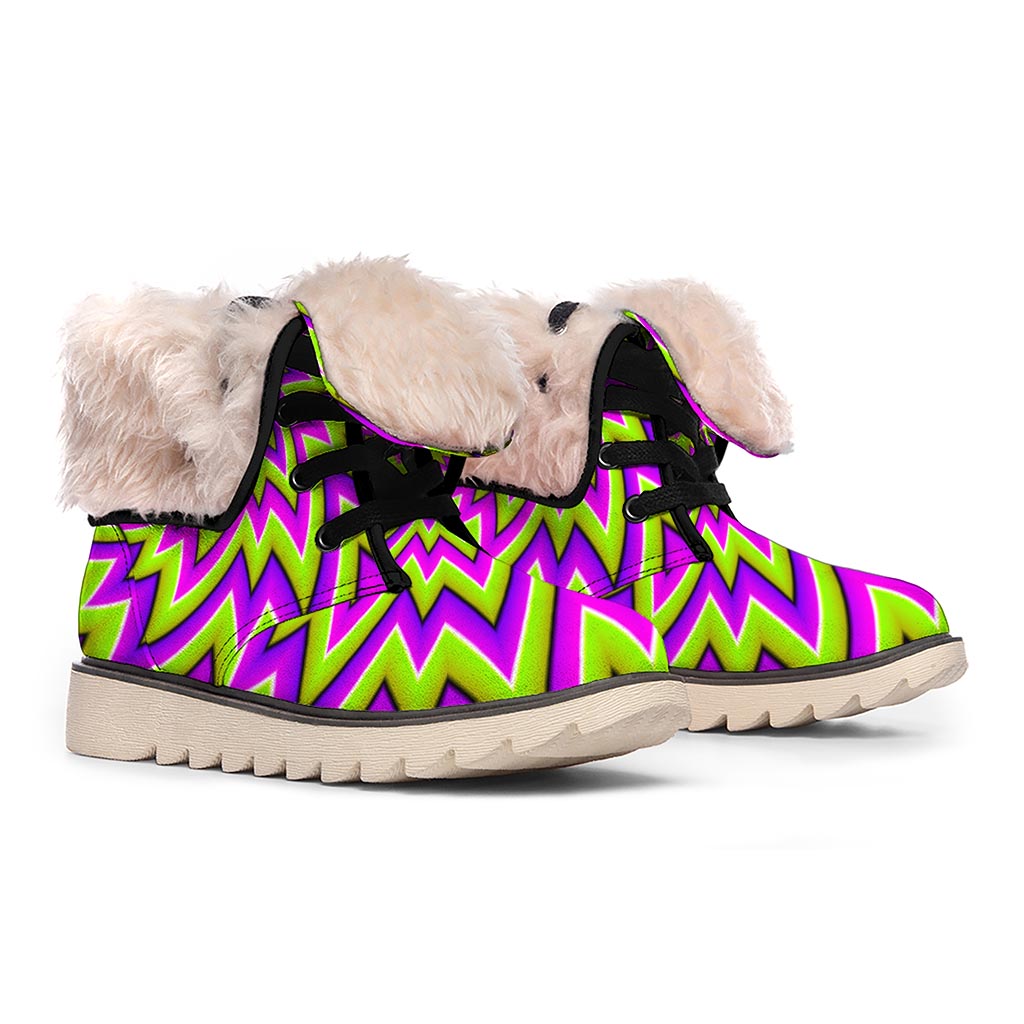 Green Big Bang Moving Optical Illusion Winter Boots