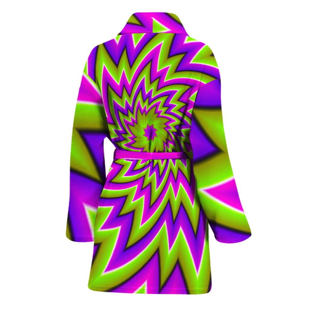 Green Big Bang Moving Optical Illusion Women's Bathrobe