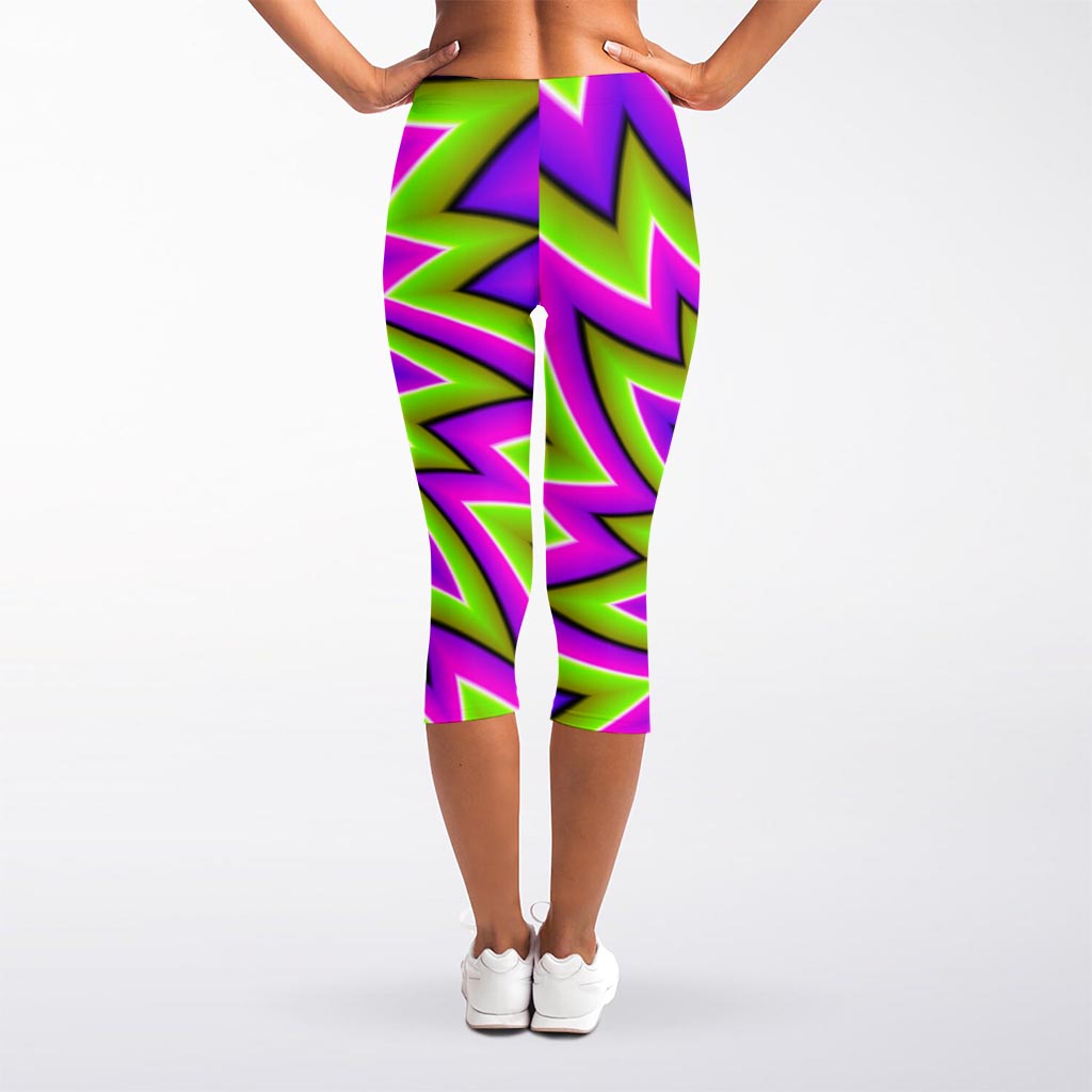 Green Big Bang Moving Optical Illusion Women's Capri Leggings
