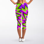 Green Big Bang Moving Optical Illusion Women's Capri Leggings