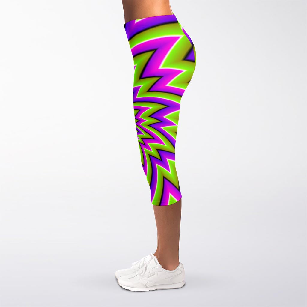 Green Big Bang Moving Optical Illusion Women's Capri Leggings