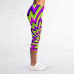 Green Big Bang Moving Optical Illusion Women's Capri Leggings