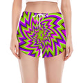 Green Big Bang Moving Optical Illusion Women's Split Running Shorts