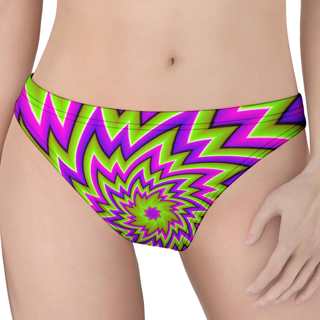 Green Big Bang Moving Optical Illusion Women's Thong