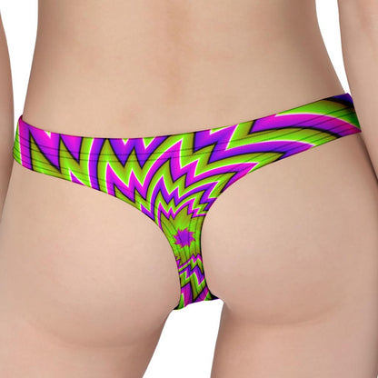 Green Big Bang Moving Optical Illusion Women's Thong