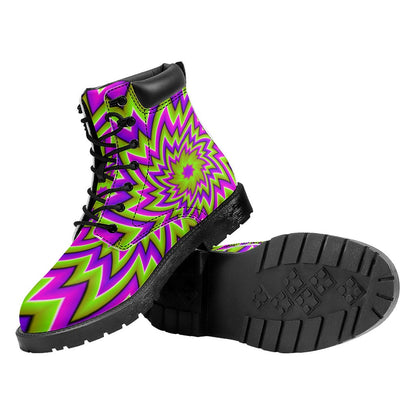 Green Big Bang Moving Optical Illusion Work Boots