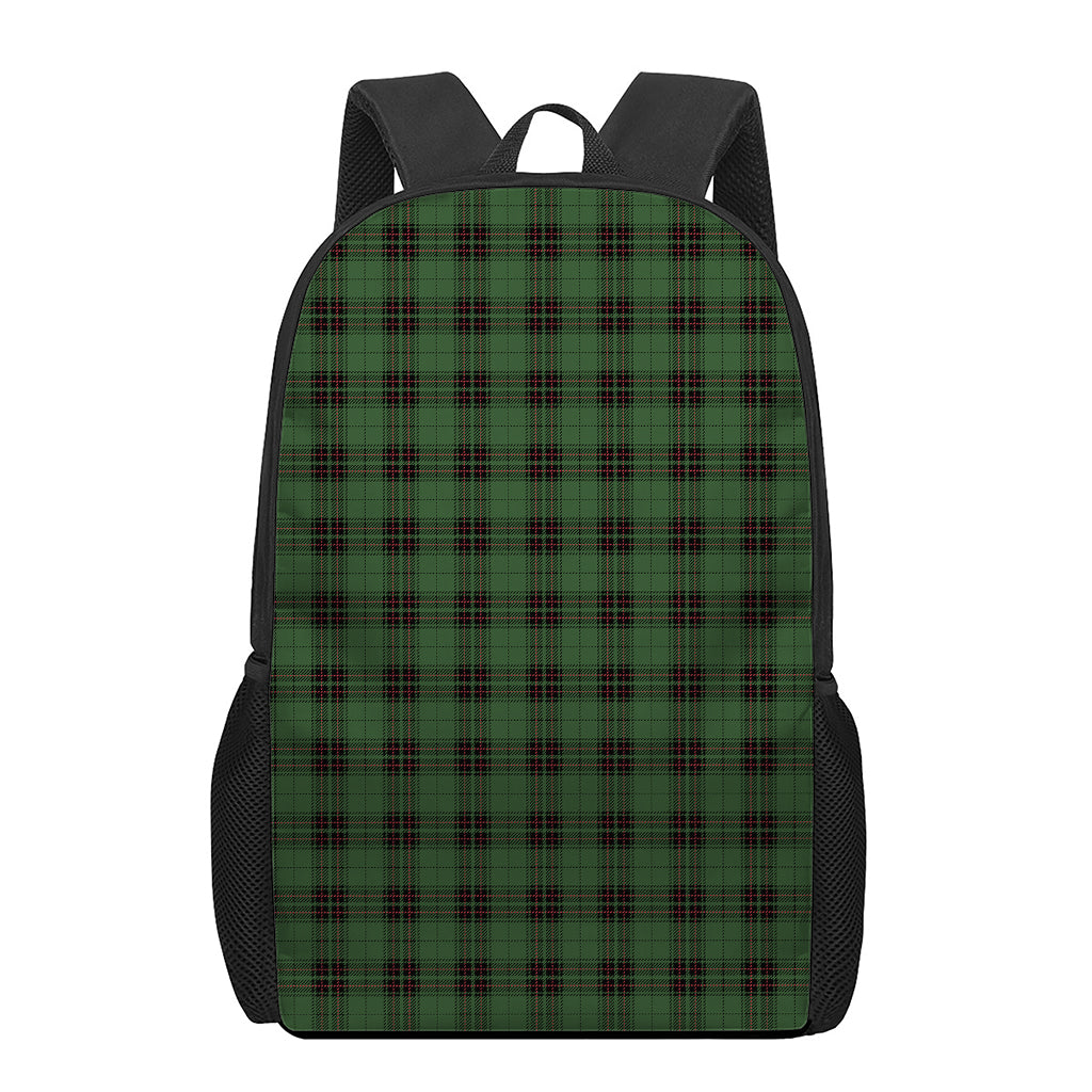 Green Black And Red Tartan Pattern Print 17 Inch Backpack