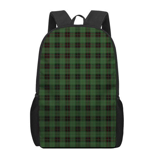 Green Black And Red Tartan Pattern Print 17 Inch Backpack