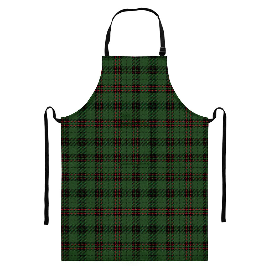 Green Black And Red Tartan Pattern Print Bib Apron With Pocket