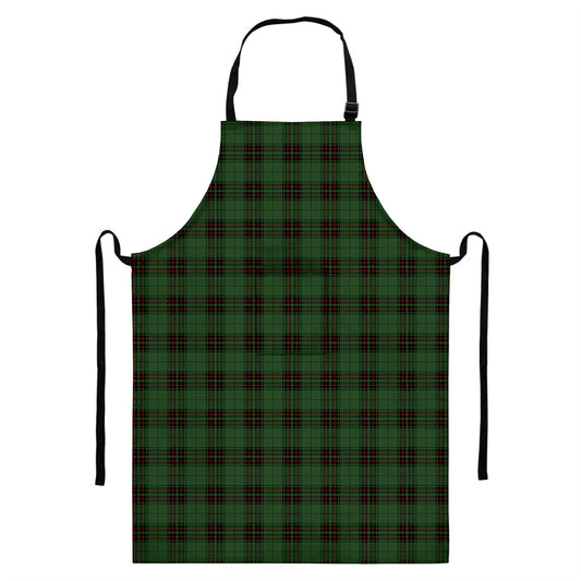 Green Black And Red Tartan Pattern Print Bib Apron With Pocket