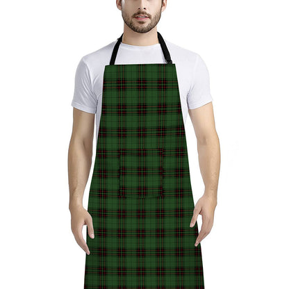 Green Black And Red Tartan Pattern Print Bib Apron With Pocket