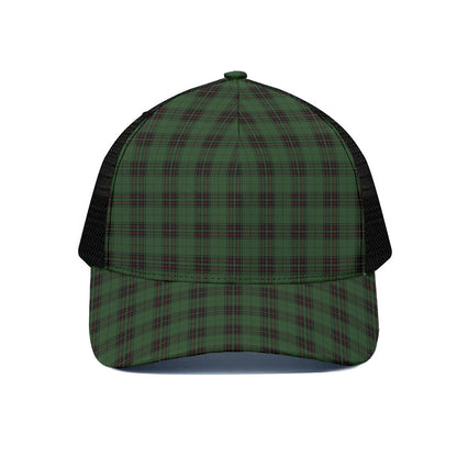 Green Black And Red Tartan Pattern Print Black Mesh Trucker Cap