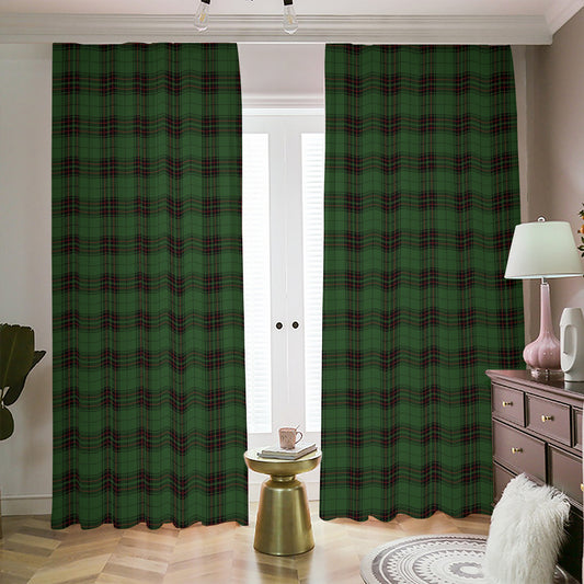 Green Black And Red Tartan Pattern Print Blackout Pencil Pleat Curtains