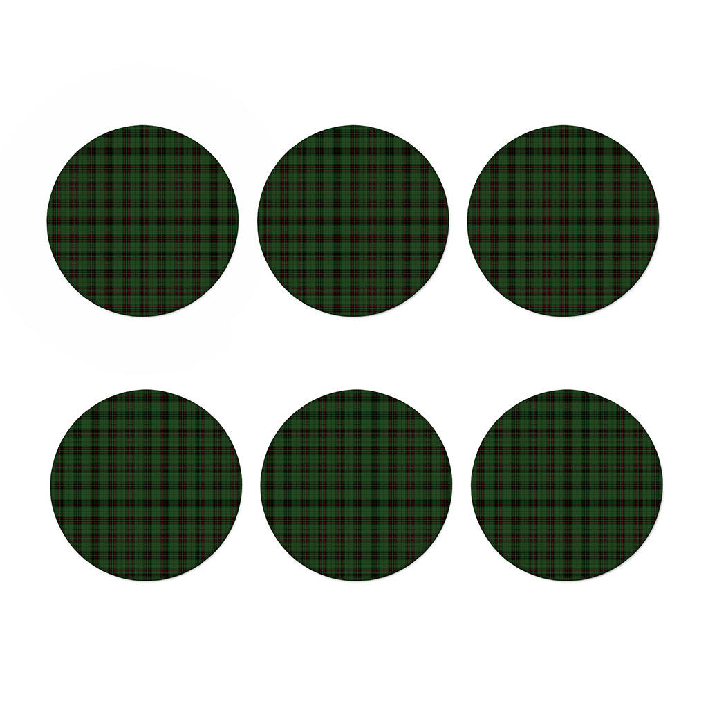 Green Black And Red Tartan Pattern Print Coaster Set