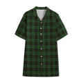 Green Black And Red Tartan Pattern Print Cotton Hawaiian Shirt
