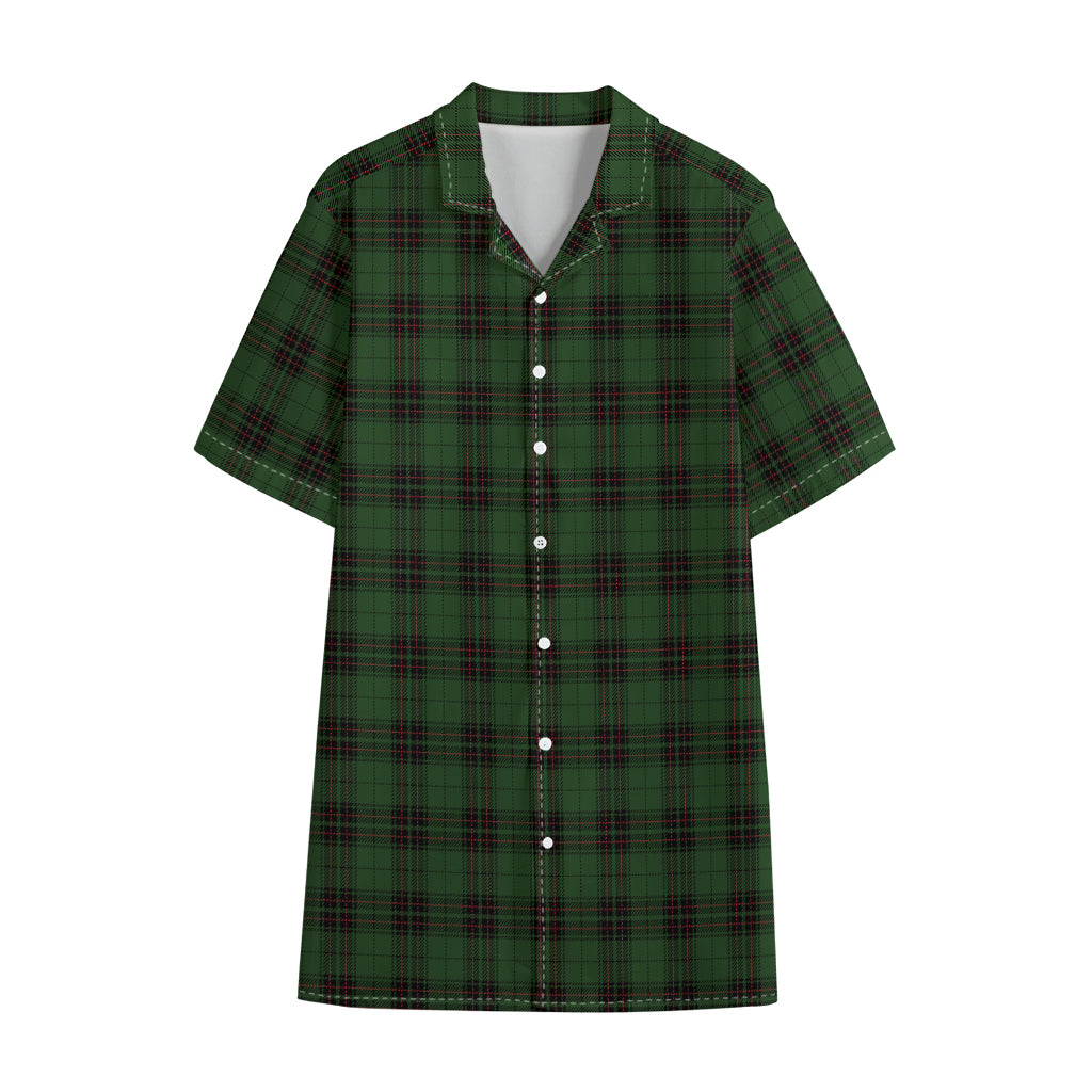 Green Black And Red Tartan Pattern Print Cotton Hawaiian Shirt