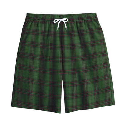 Green Black And Red Tartan Pattern Print Cotton Shorts