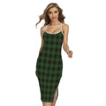 Green Black And Red Tartan Pattern Print Cross Back Cami Dress
