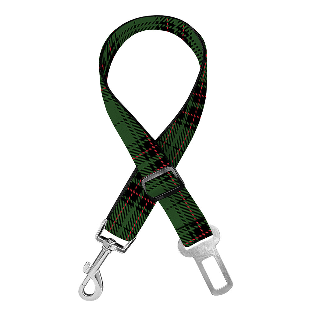 Green Black And Red Tartan Pattern Print Dog Seat Belt