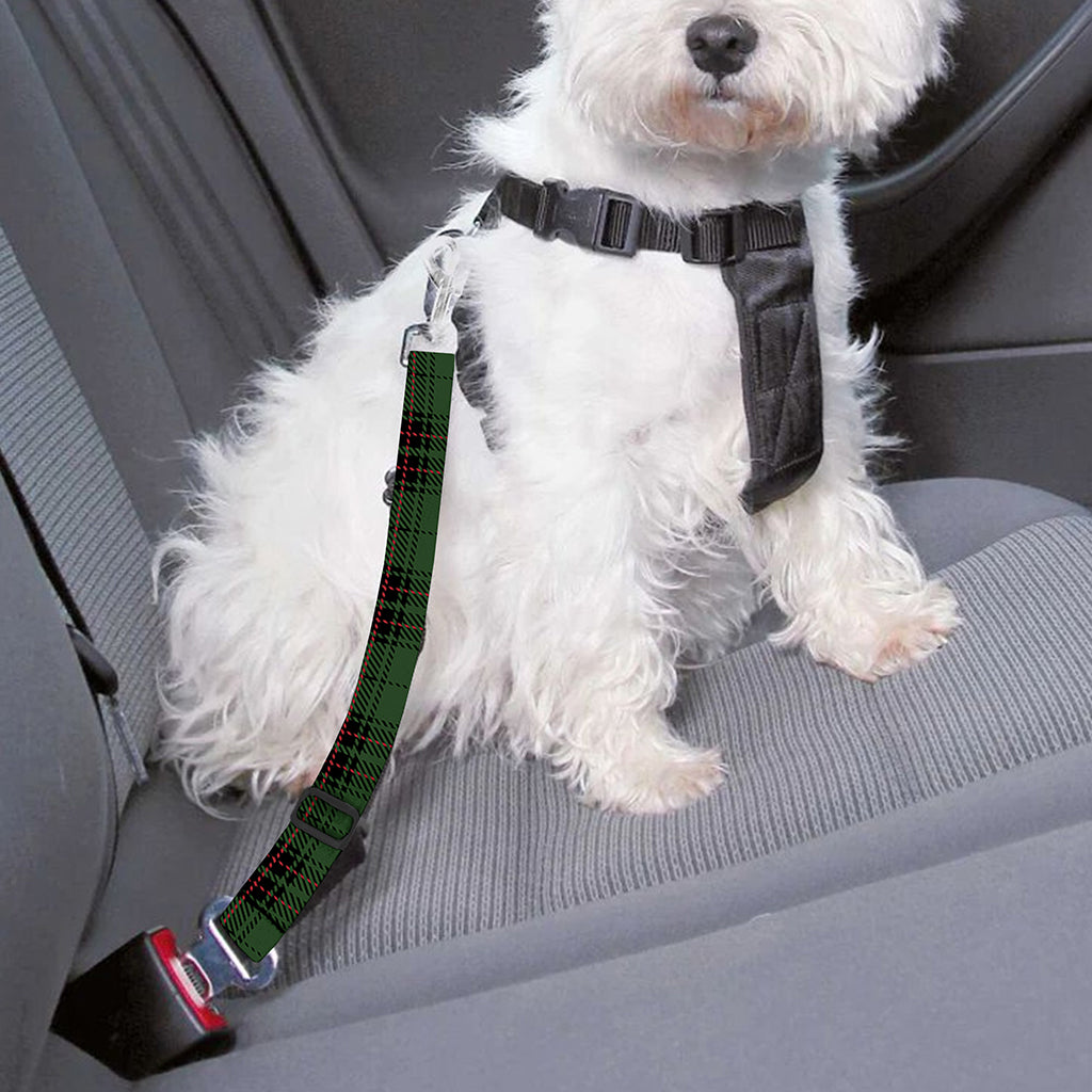 Green Black And Red Tartan Pattern Print Dog Seat Belt
