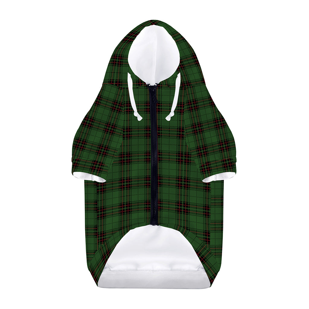 Green Black And Red Tartan Pattern Print Dog Zip Up Hoodie