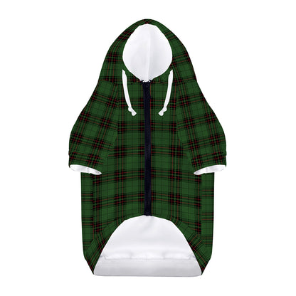 Green Black And Red Tartan Pattern Print Dog Zip Up Hoodie
