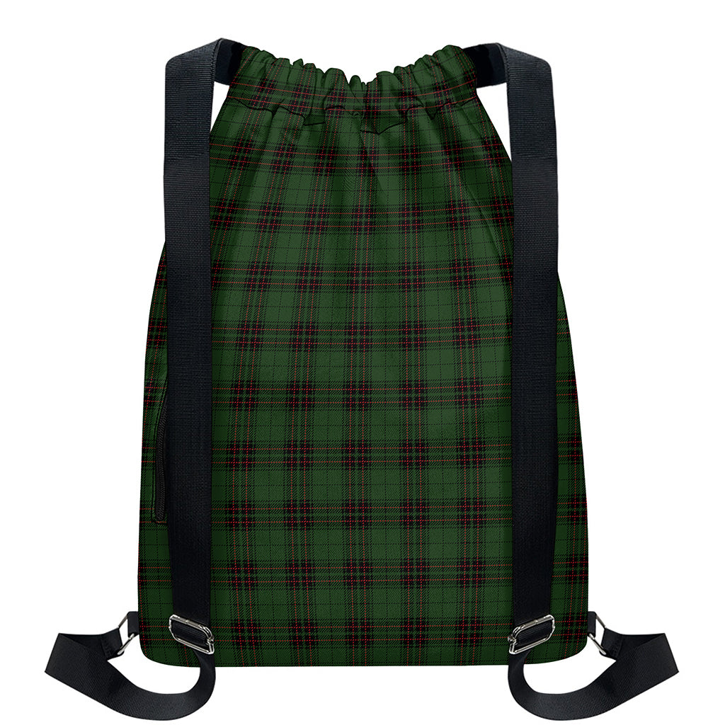 Green Black And Red Tartan Pattern Print Drawstring Backpack