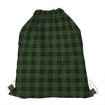Green Black And Red Tartan Pattern Print Drawstring Bag