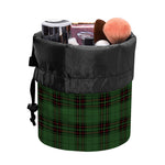 Green Black And Red Tartan Pattern Print Drawstring Makeup Bag