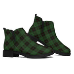 Green Black And Red Tartan Pattern Print Flat Ankle Boots