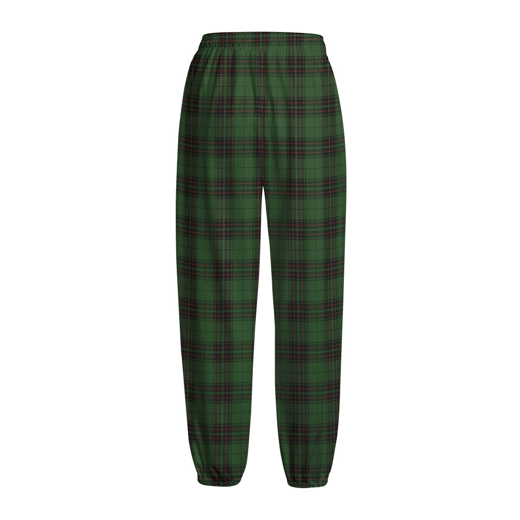 Green Black And Red Tartan Pattern Print Fleece Lined Knit Pants