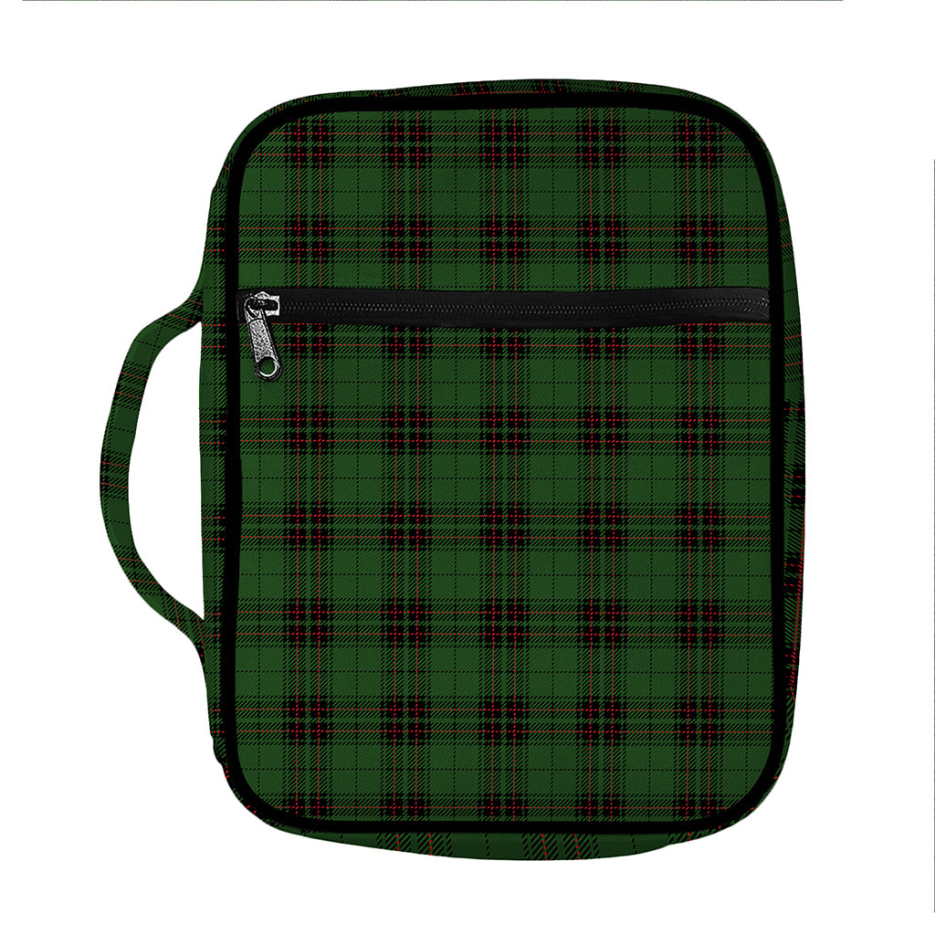 Green Black And Red Tartan Pattern Print Front Pocket Bible Bag