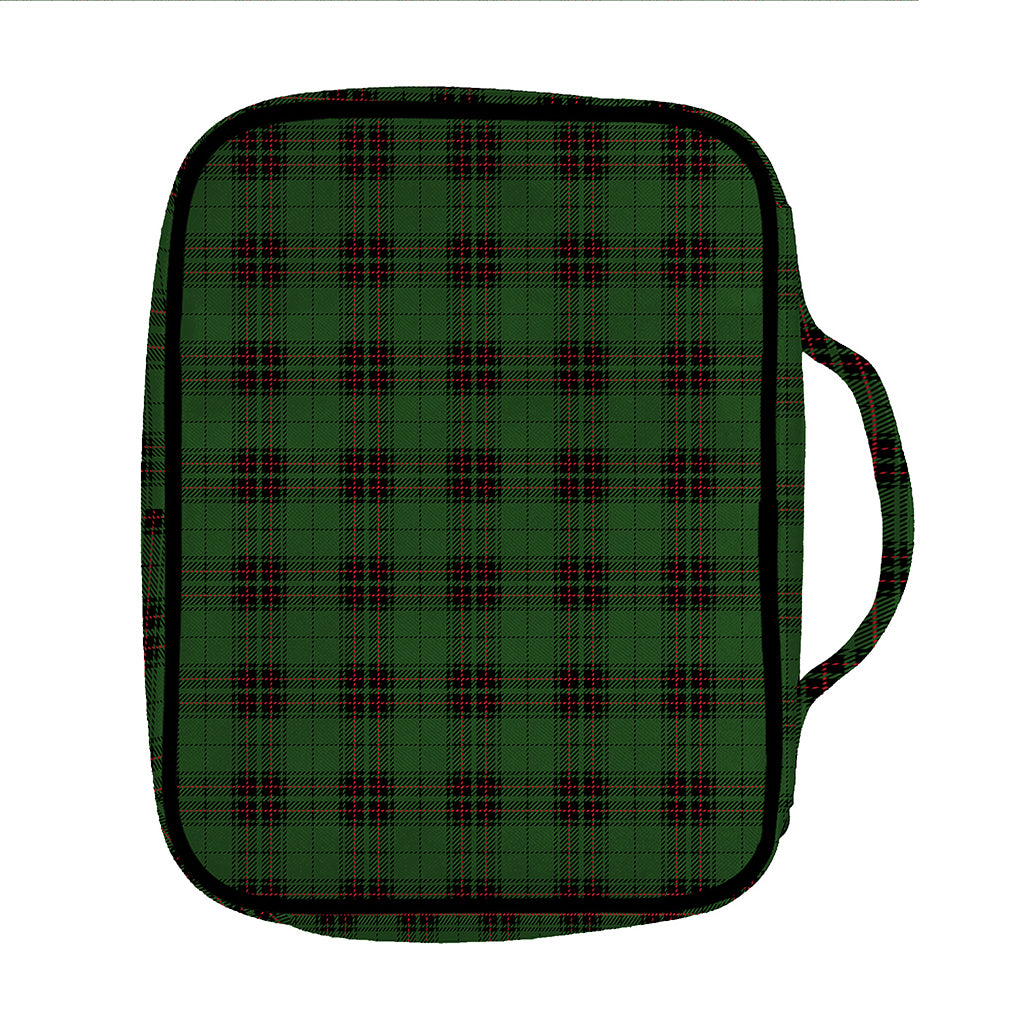 Green Black And Red Tartan Pattern Print Front Pocket Bible Bag
