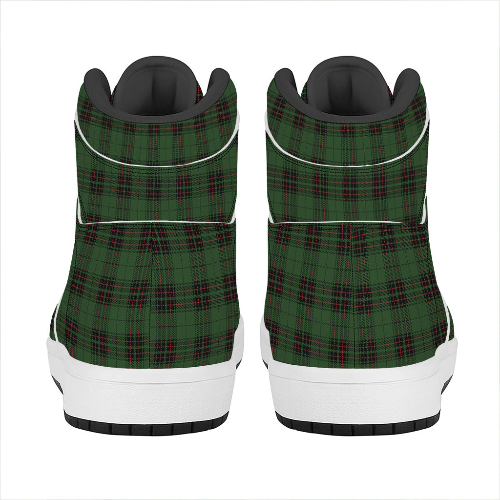 Green Black And Red Tartan Pattern Print High Top Leather Sneakers
