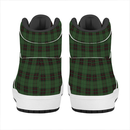 Green Black And Red Tartan Pattern Print High Top Leather Sneakers
