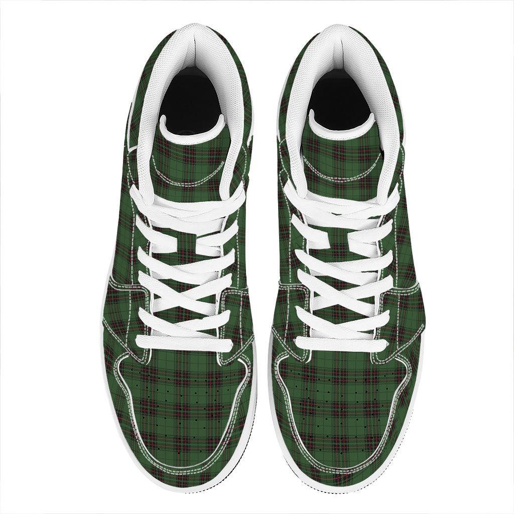 Green Black And Red Tartan Pattern Print High Top Leather Sneakers