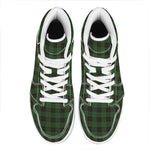Green Black And Red Tartan Pattern Print High Top Leather Sneakers