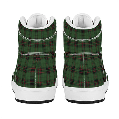 Green Black And Red Tartan Pattern Print High Top Leather Sneakers