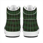 Green Black And Red Tartan Pattern Print High Top Leather Sneakers