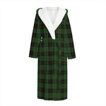 Green Black And Red Tartan Pattern Print Hooded Bathrobe