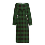 Green Black And Red Tartan Pattern Print Hooded Bathrobe
