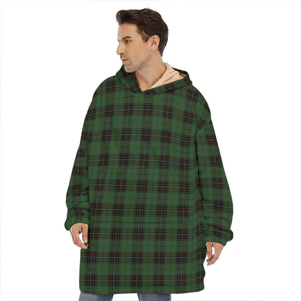 Green Black And Red Tartan Pattern Print Hoodie Blanket